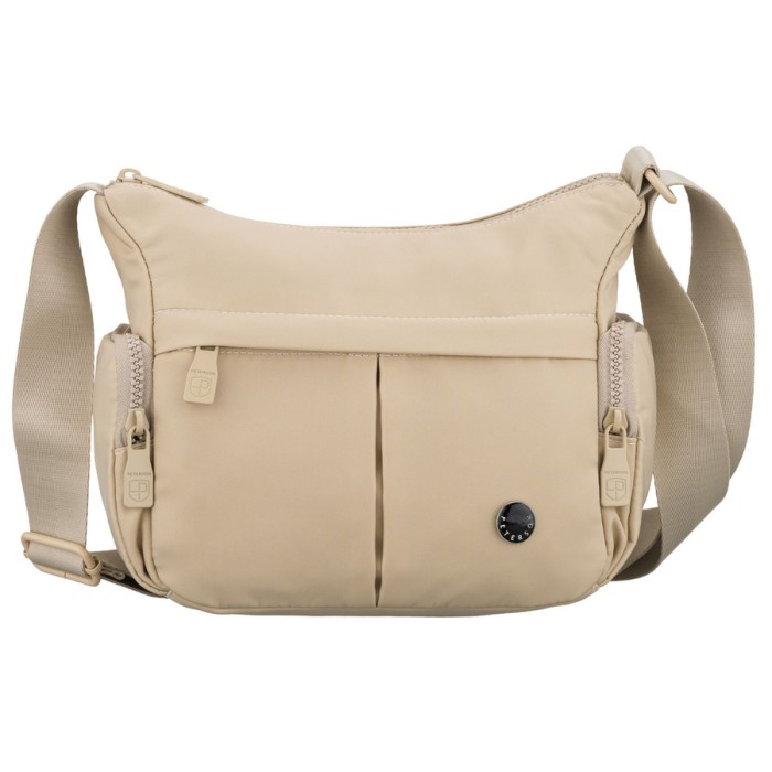 Miejska llistonoszka damska z poliestru w kolorze ecru zamykana suwakiem - Peterson