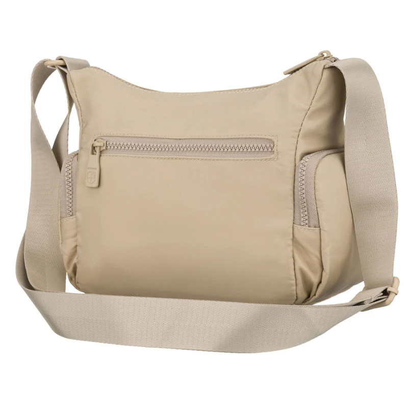 Miejska llistonoszka damska z poliestru w kolorze ecru zamykana suwakiem - Peterson