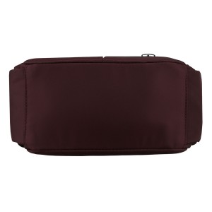 Bordowa listonoszka damska z poliestru zawieszona na szerokim pasku, dwukomorowa - Peterson