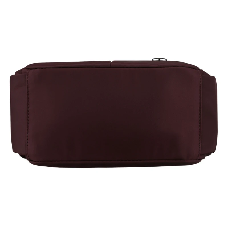 Bordowa listonoszka damska z poliestru zawieszona na szerokim pasku, dwukomorowa - Peterson