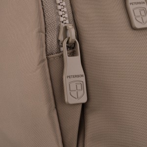 Beżowa listonoszka damska z poliestru zawieszona na szerokim pasku, dwukomorowa - Peterson