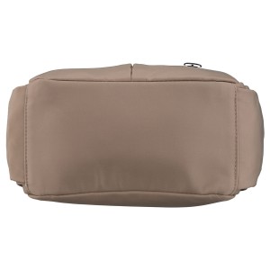 Beżowa listonoszka damska z poliestru zawieszona na szerokim pasku, dwukomorowa - Peterson