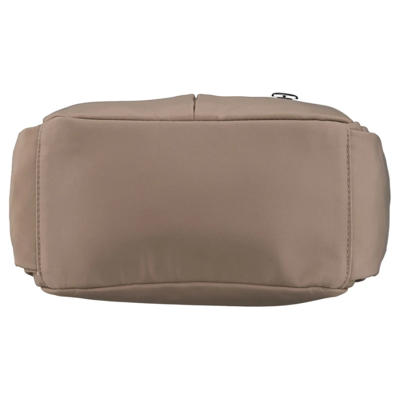 Beżowa listonoszka damska z poliestru zawieszona na szerokim pasku, dwukomorowa - Peterson