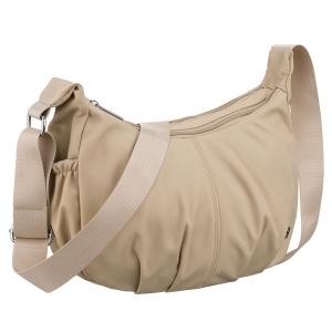 Torebka damska z poliestru w beżowym kolorze, dwukomorowa - Peterson