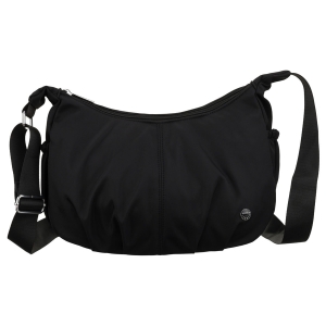 Czarna torebka damska z poliestru zamykana suwakiem, dwukomorowa - Peterson