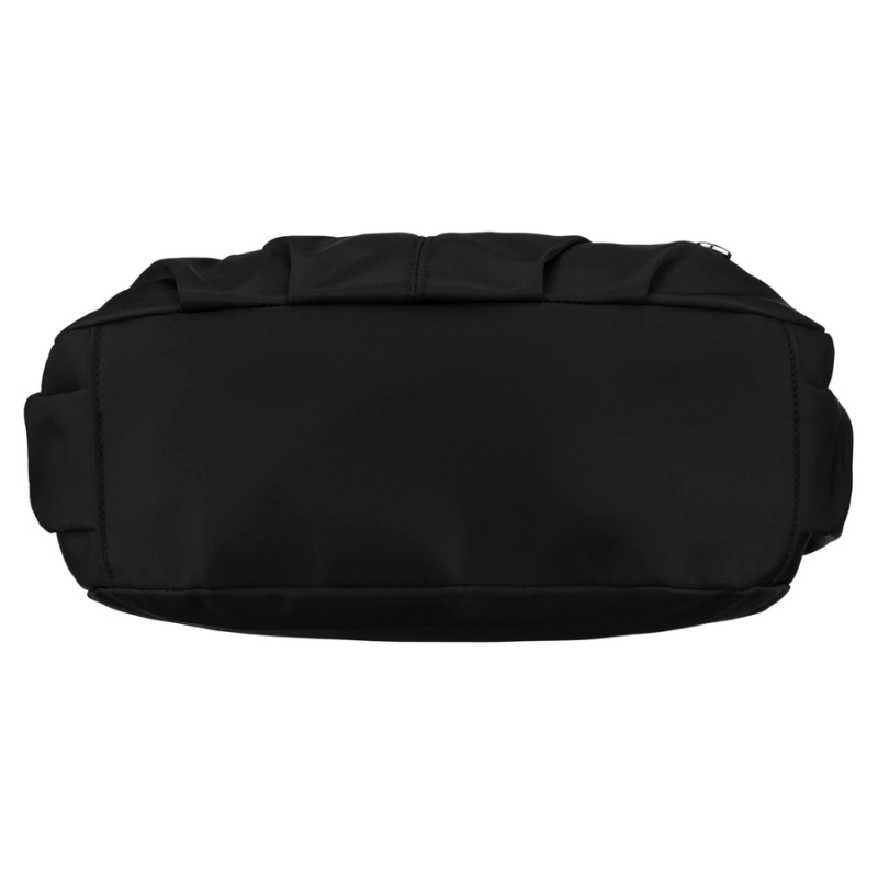 Czarna torebka damska z poliestru zamykana suwakiem, dwukomorowa - Peterson