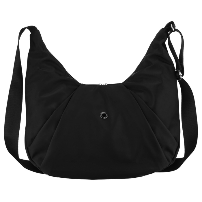 Czarna torebka damska z poliestru zamykana suwakiem - Peterson