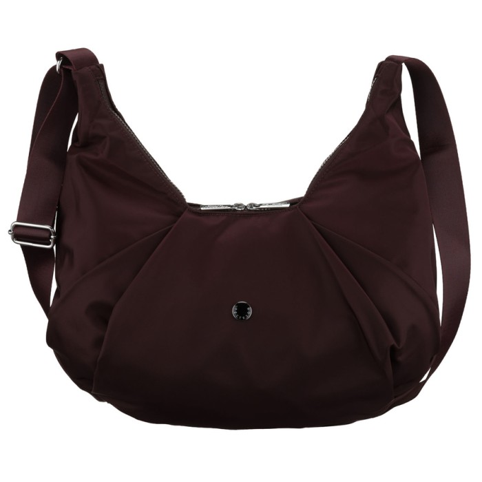 Duża, bordowa torebka damska z poliestru, mieszcząca format A4 - Peterson