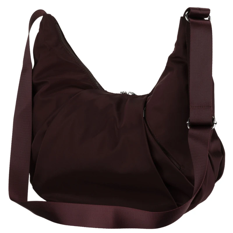 Duża, bordowa torebka damska z poliestru, mieszcząca format A4 - Peterson