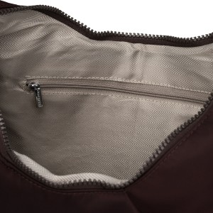 Duża, bordowa torebka damska z poliestru, mieszcząca format A4 - Peterson