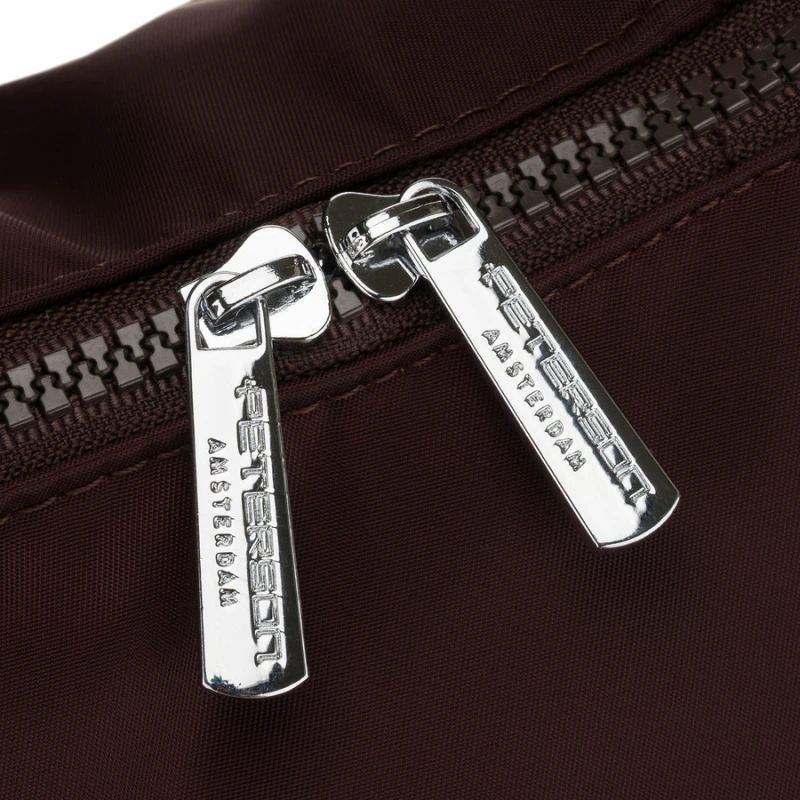 Duża, bordowa torebka damska z poliestru, mieszcząca format A4 - Peterson