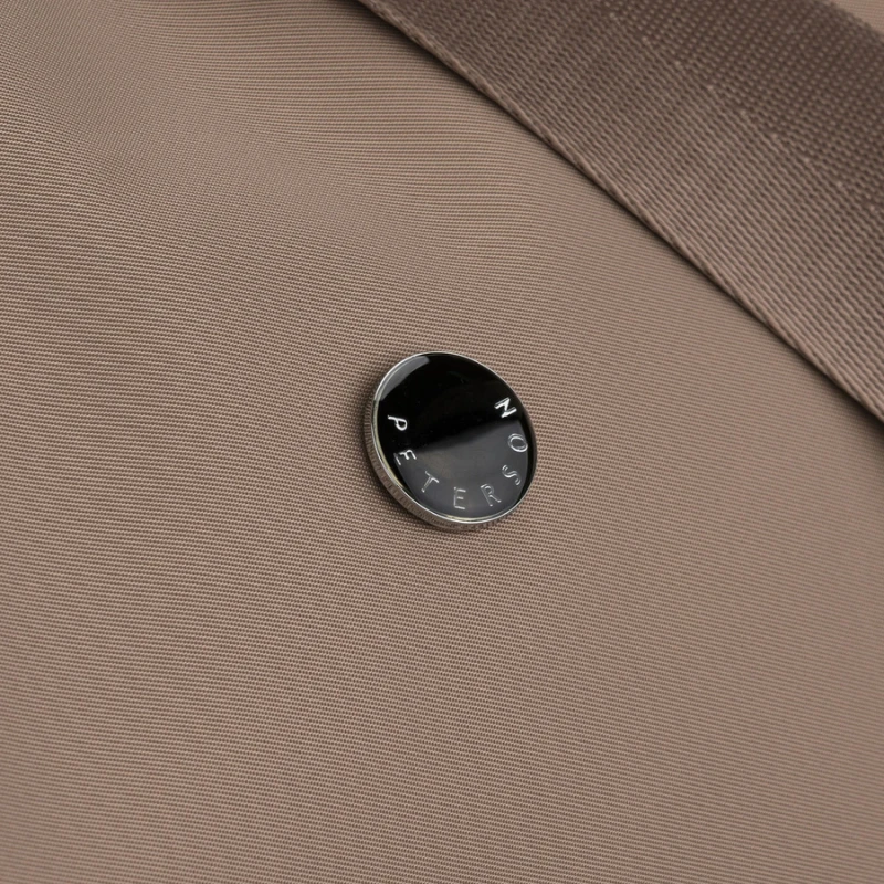 Duża, ciemnobeżowa torebka damska z poliestru, mieszcząca format A4 - Peterson