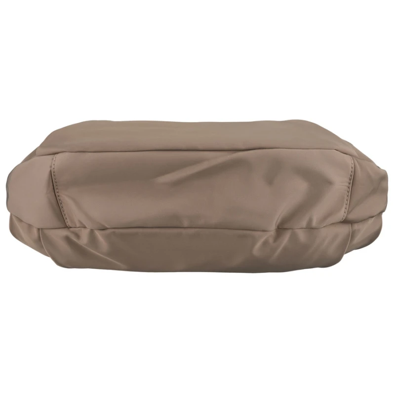 Duża, ciemnobeżowa torebka damska z poliestru, mieszcząca format A4 - Peterson