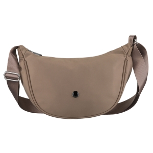 Ciemnobeżowa listonoszka damska z poliestru, jednokomorowa z zewnętrzną kieszonką - Peterson