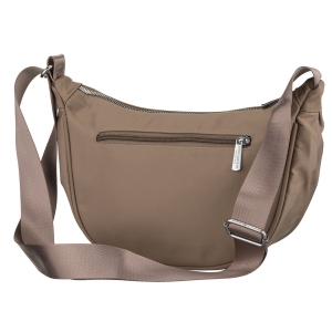 Ciemnobeżowa listonoszka damska z poliestru, jednokomorowa z zewnętrzną kieszonką - Peterson