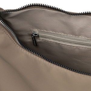 Ciemnobeżowa listonoszka damska z poliestru, jednokomorowa z zewnętrzną kieszonką - Peterson