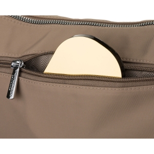 Ciemnobeżowa listonoszka damska z poliestru, jednokomorowa z zewnętrzną kieszonką - Peterson