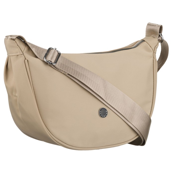 Listonoszka damska z poliestru w kolorze beżowym, jednokomorowa z zewnętrzną kieszonką - Peterson