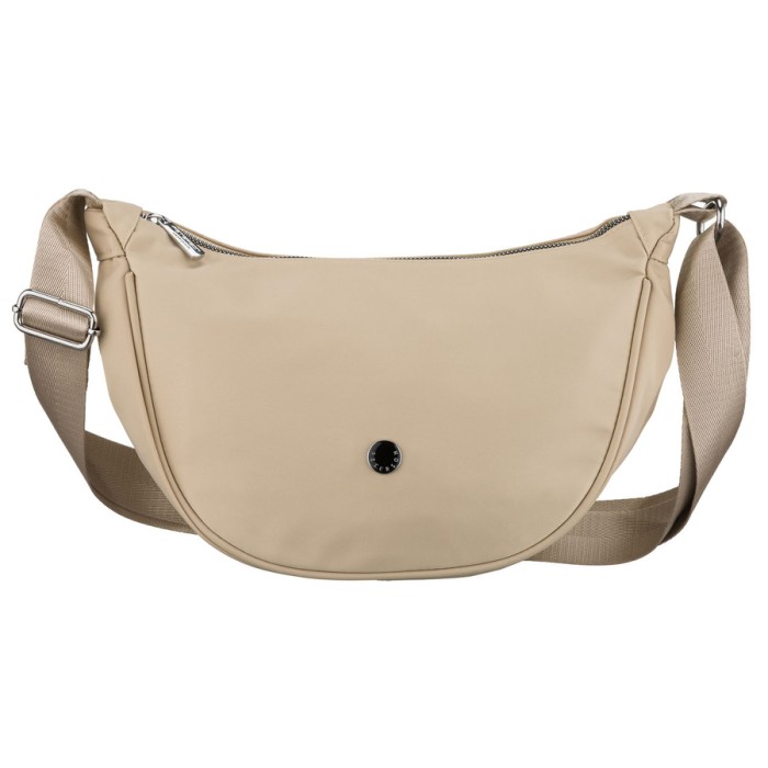 Listonoszka damska z poliestru w kolorze beżowym, jednokomorowa z zewnętrzną kieszonką - Peterson