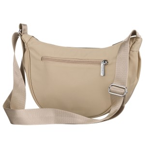 Listonoszka damska z poliestru w kolorze beżowym, jednokomorowa z zewnętrzną kieszonką - Peterson