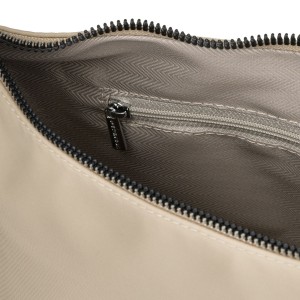 Listonoszka damska z poliestru w kolorze beżowym, jednokomorowa z zewnętrzną kieszonką - Peterson