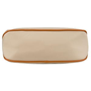 Praktyczna torebka damska z poliestru i skóry ekologicznej w kolorze ecru, zamykana suwakiem - Peterson