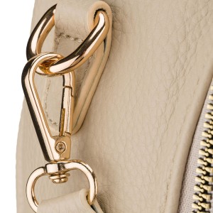 Elegancki plecak damski z bocznymi kieszeniami wykonany ze skóry ekologicznej w beżowym kolorze - Rovicky