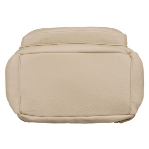 Elegancki plecak damski z bocznymi kieszeniami wykonany ze skóry ekologicznej w beżowym kolorze - Rovicky