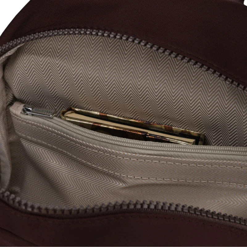 Bordowy, miejski plecak damski wykonany z poliestru - Peterson