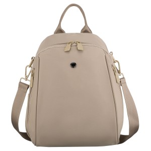 Miejski plecak damski wykonany z poliestru w kolorze ecru, wyposażony w dodatkowy pasek - Peterson