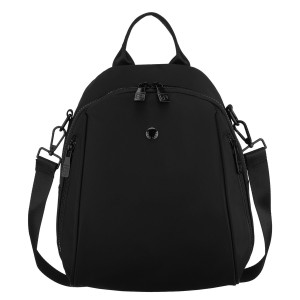 Miejski, czarny plecak damski wykonany z poliestru, zawieszony na regulowanych szelkach - Peterson