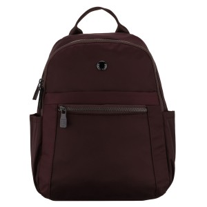 Bordowy plecak damski wykonany z poliestru, zawieszony na regulowanych szelkach - Peterson