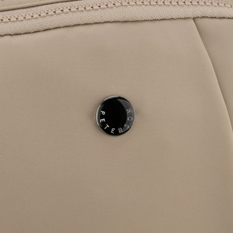 Praktyczny plecak damski wykonany z poliestru w kolorze ecru, jednokomorowy - Peterson