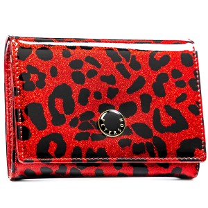 Czerwony portfel damski ze skóry ekologicznej i naturalnej w cętki - Peterson