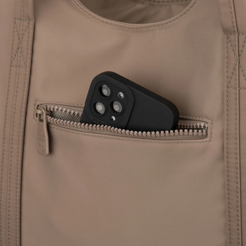 Shopperka damska z poliestru w beżowym kolorze, jednokomorowa i zamykana suwakiem - Peterson