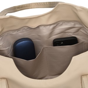 Shopperka damska z poliestru w jasnobeżowym kolorze zamykana suwakiem - Peterson