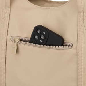 Shopperka damska z poliestru w jasnobeżowym kolorze zamykana suwakiem - Peterson