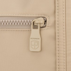 Shopperka damska z poliestru w jasnobeżowym kolorze zamykana suwakiem - Peterson