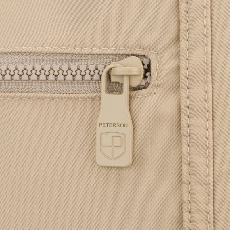 Shopperka damska z poliestru w jasnobeżowym kolorze zamykana suwakiem - Peterson