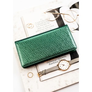 Portfel damski ze skóry ekologicznej w zielonym kolorze, wyposażony w system RFID - Rovicky | Niua.pl