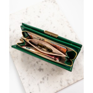 Portfel damski ze skóry ekologicznej w zielonym kolorze, wyposażony w system RFID - Rovicky | Niua.pl