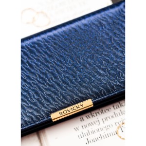 Granatowy portfel damski ze skóry ekologicznej wyposażony w system RFID - Rovicky | Niua.pl