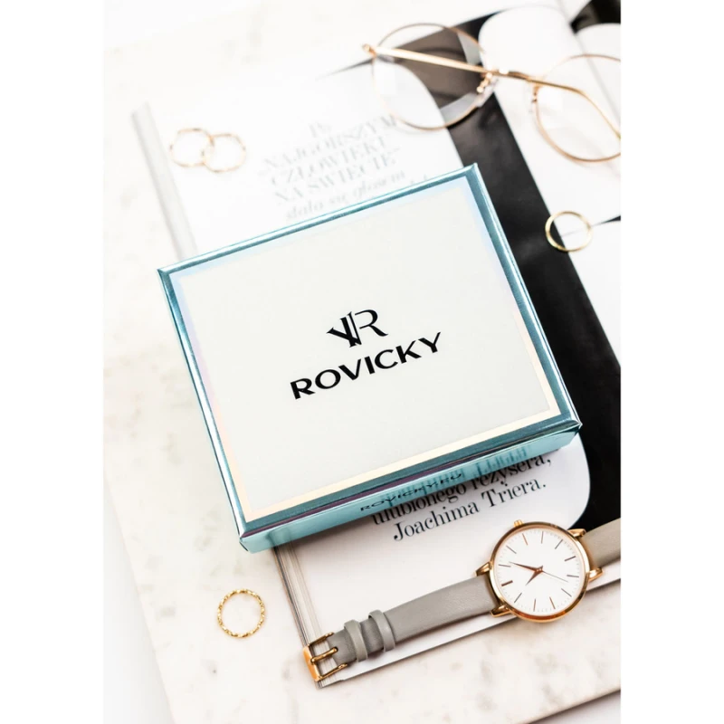 Beżowy portfel damski ze skóry ekologicznej zamykany na zatrzask i suwak - Rovicky | Niua.pl