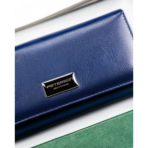 Granatowy portfel damski ze skóry naturalnej i ekologicznej - Peterson | Niua.pl