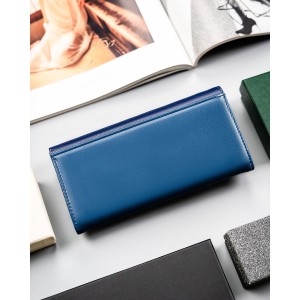 Granatowy portfel damski ze skóry naturalnej i ekologicznej - Peterson | Niua.pl