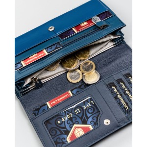 Granatowy portfel damski ze skóry naturalnej i ekologicznej - Peterson | Niua.pl