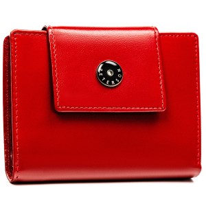 Portfel damski ze skóry naturalnej w czerwonym kolorze zamykany zatrzaskiem - Peterson | Niua.pl