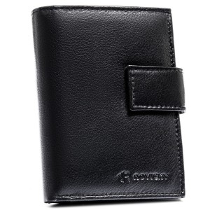 Duży portfel męski ze skóry naturalnej  | Niua.pl w czarnym kolorze, mieszczący dowód rejestracyjny i zamykany na zatrzask - Rovicky