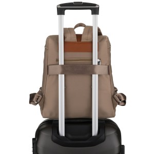 Miejski plecak damski z poliestru w beżowo-brązowym kolorze - Peterson | Niua.pl