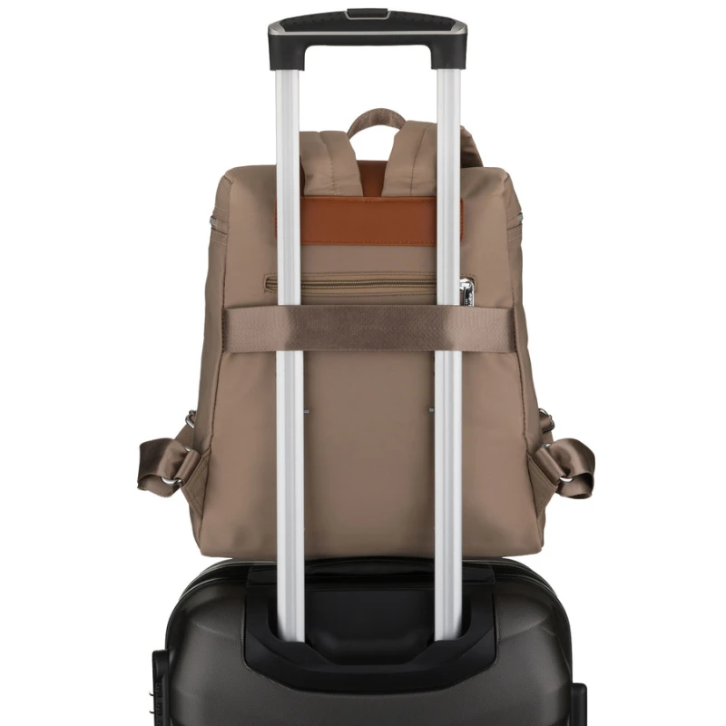 Miejski plecak damski z poliestru w beżowo-brązowym kolorze - Peterson | Niua.pl